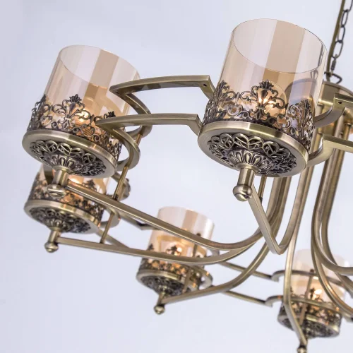 Люстра подвесная Ориент CL464183 Citilux янтарная прозрачная на 8 ламп, основание бронзовое в стиле классический  фото 3